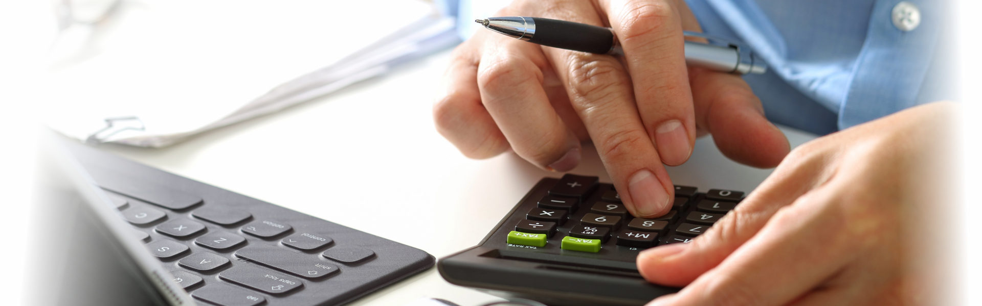 doctor using a calculator